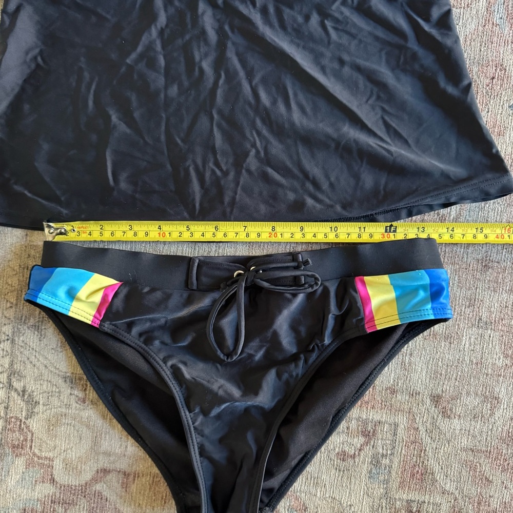 Rainbow Retro Sporty Swimsuit 2 Piece Surfing Tankini Sporty Medium Athleisure - Picture 12 of 16
